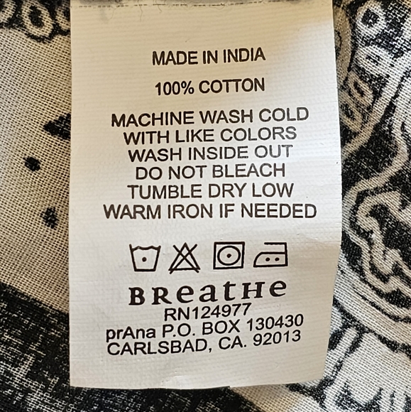 Prana Vintage Paisley Geometric Printed Black White Tunic Size XL - Picture 8 of 16